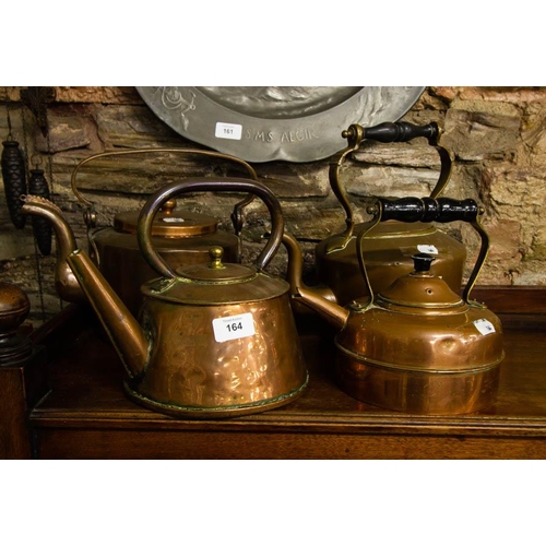 164 - 4 COPPER KETTLES