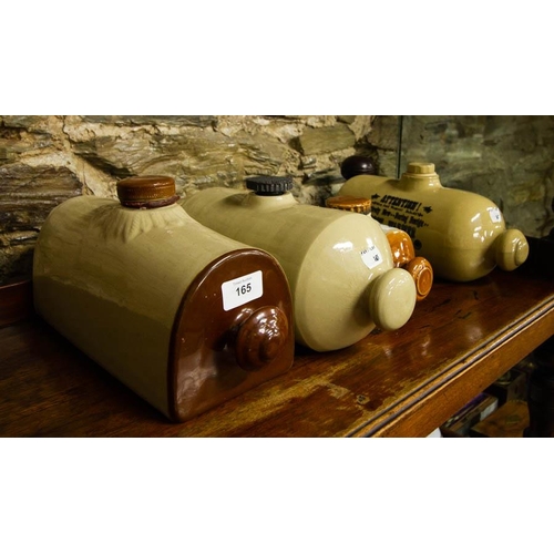165 - 4 STONEWARE BED WARMERS