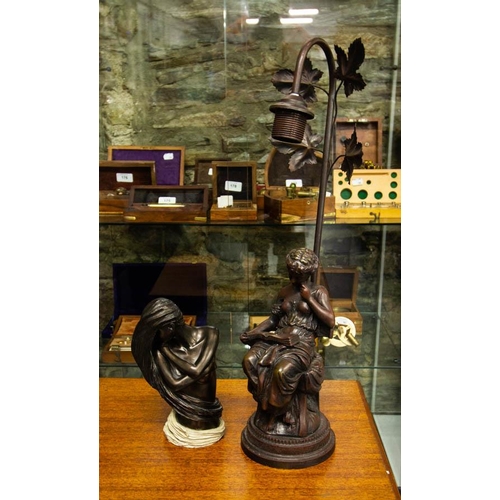 217 - SILVERED BALLERINA, LAMP + BUST