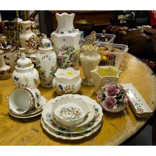 22 - LOT OF AYNSLEY + 2 PIECES OF BELLEEK