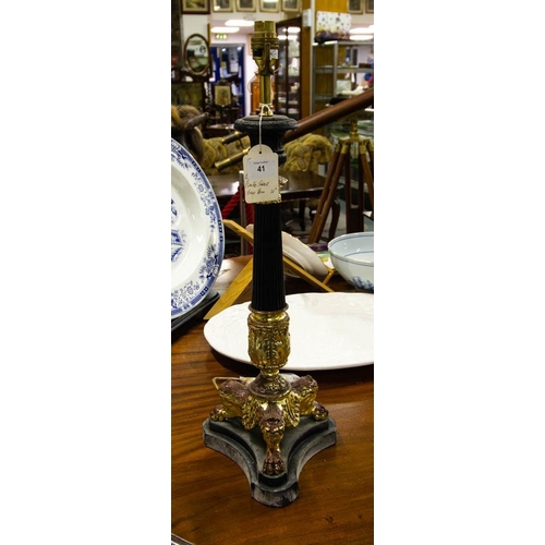 41 - 2X PORCELAIN GROUP LADY + GENT FIGURES, BIRD FIGURES, ETC + EMPIRE STYLE TABLE LAMP AF