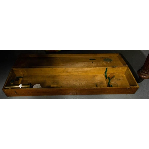 47 - CHARLES W. PRICE BRASS TELESCOPE ON STAND WITH TIMBER CASE