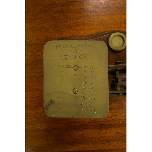 57 - BRASS WEIGHING SCALES + 3 WEIGHTS