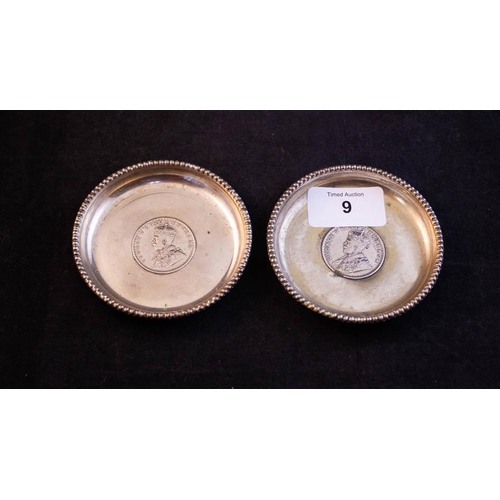 9 - 2 INDIAN COIN BOWLS. SILVER 1915/1916 98G