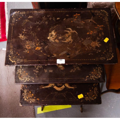 193 - NEST OF 3 LACQUERED INLAID TABLES