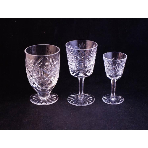 197 - WATERFORD CRYSTAL CLARE 49 PIECE SUITE - DECANTER + 6 EACH CHAMPAGNE, CLARET, HOCK, PORT, 12OZ TUMBL... 