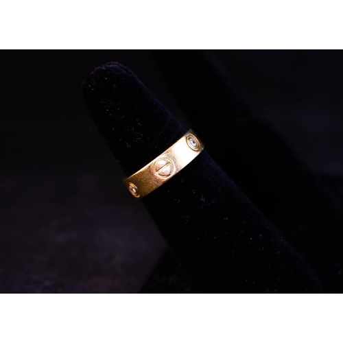 250 - 18K YELLOW GOLD CARTIER LOVE RING WITH DIAMONDS - SIZE K