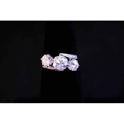 254 - VICTORIAN PLATINUM + DIAMOND 3 STONE RING