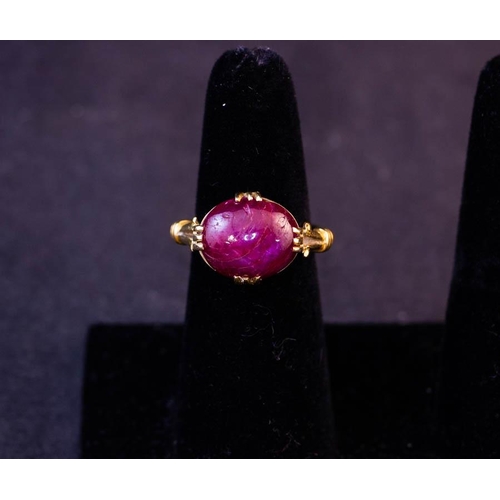 265 - ROMANESQUE CABOCHON RUBY DRESS RING