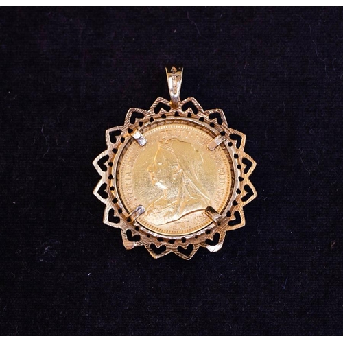 269 - GOLD SOVEREIGN 1894 SET IN 9K GOLD PENDANT