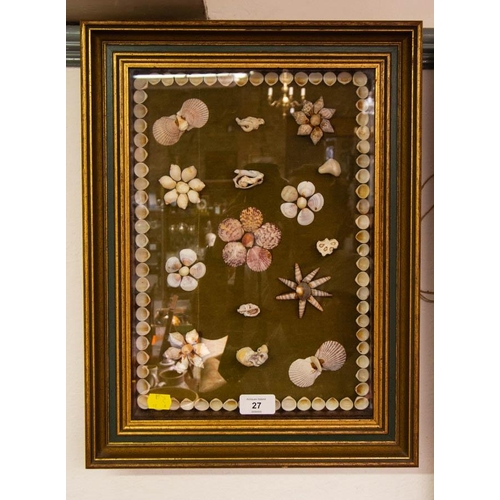 27 - PIECE OF FRAMED LACE + SHELL PICTURE