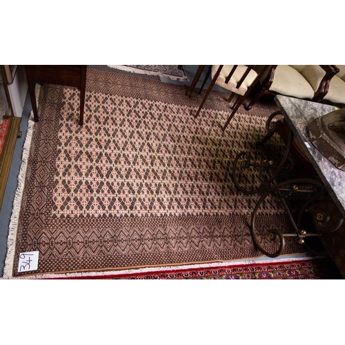 349 - CREAM GROUND FINE WOVEN BELOUCHI NOMADIC RUG . 290 X 192 CM