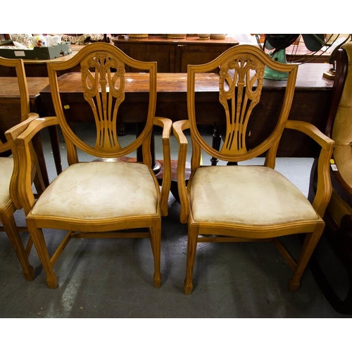 434 - SET OF 4 SHEAF OF WHEAT BACK CARVER CHAIRS