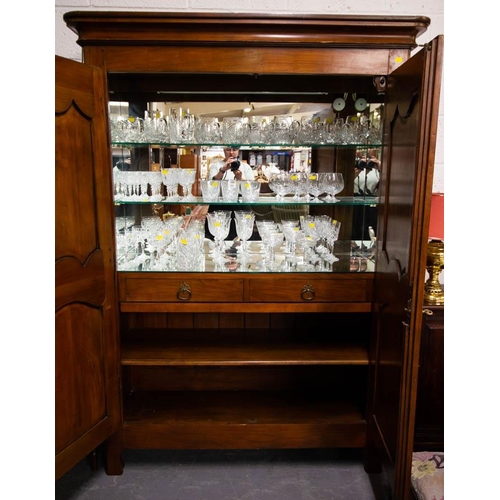 494 - 2 DOOR SHAPED FITTED DRINKS CABINET 136W X 53 D X 189H CM