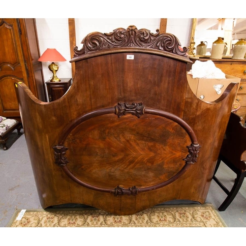 500 - 5FT VICTORIAN SHAPED MAHOGANY HALF TESTER BED AF - COMPLETE WITH BASE AND MATTRESS