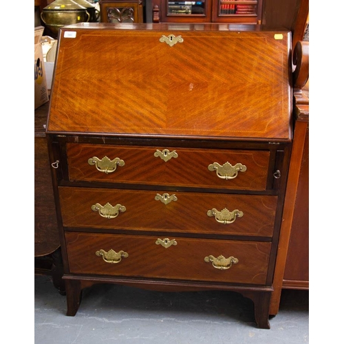 543 - EDWARDIAN INLAID SLOPE FRONT BUREAU 70 X 45 X 106CM