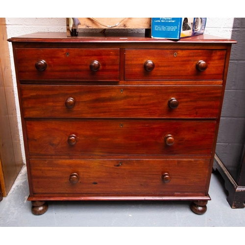 547 - VICTORIAN MAHOGANY CHEST OF DRAWERS 115W x 53D x 110H CM