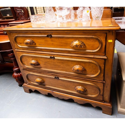 548 - CARVED FRONT 3 DRAWER CHEST