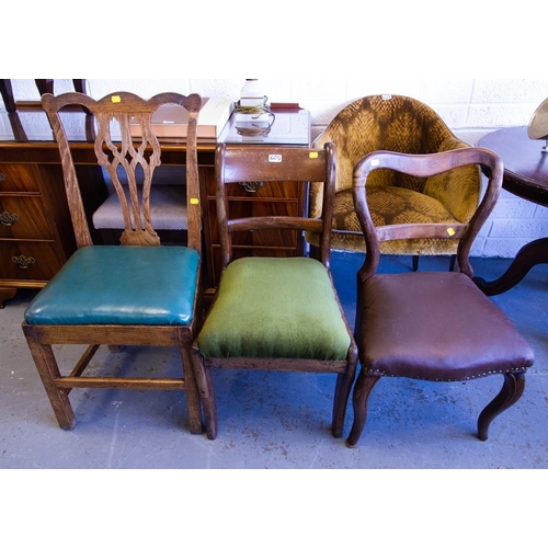 605 - 5 ASSORTED ANTIQUE MAHOGANY DINING CHAIRS