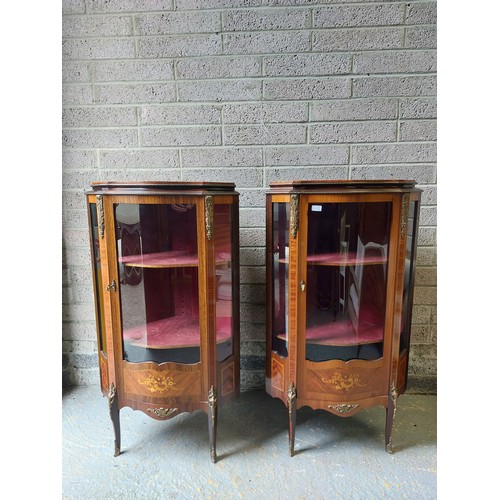 PAIR OF FRENCH STYLE BOW FRONT CORNER CABINETS