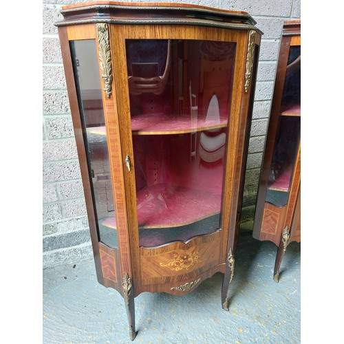 75 - PAIR OF FRENCH STYLE BOW FRONT CORNER CABINETS