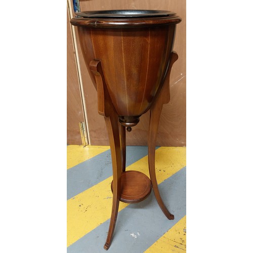 74 - MAHOGANY INLAID PLANTER 94CM H