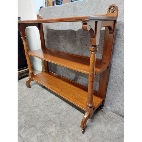 63 - QUALITY OAK 3 TIER DUMBWAITER
122CM W, 45CM D, 112CM H