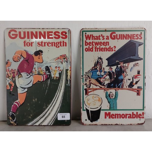 65 - 2 GUINNESS ADVERTISING SIGNS. 20 x 30cm