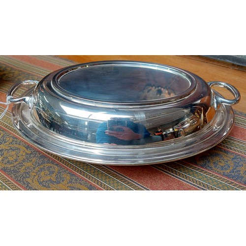 67 - 3 SILVER PLATED ENTRE DISHES WITH LIDS