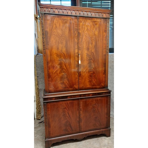 86 - RETRO INLAID FITTED DRINKS CABINET. 
170CM, H, 37CM D, 88CM W