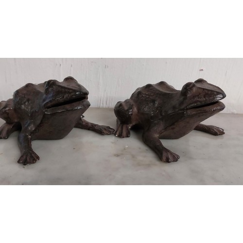 66 - PAIR OF HEAVY CAST IRON GARDEN FROGS