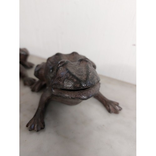 66 - PAIR OF HEAVY CAST IRON GARDEN FROGS