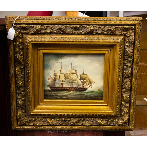 240 - SHIP PICTURE IN ORNATE FRAME. 52 X 48CM