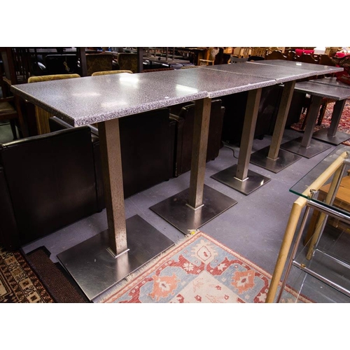 92 - 4 HIGH STEEL BASE TABLES 70 X 70 X 105H CM