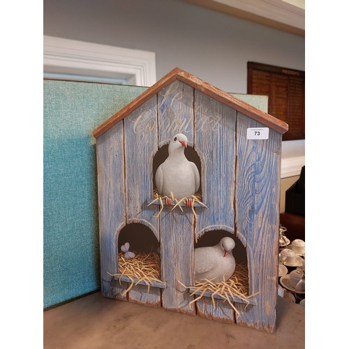 73 - HANGING CORNER CABINET WITH BIRD DECORATION