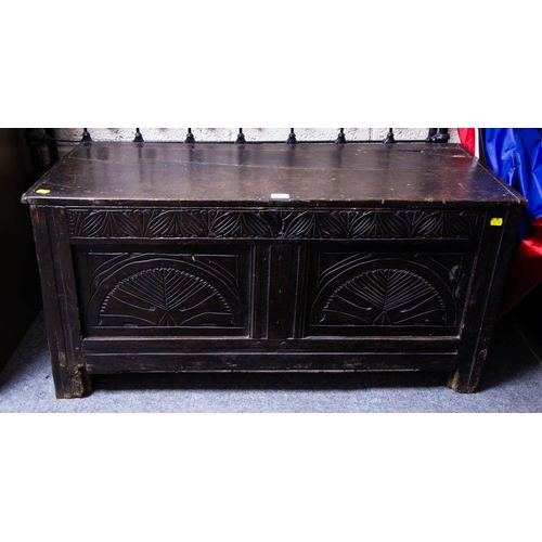 105 - CARVED OAK COFFER AF