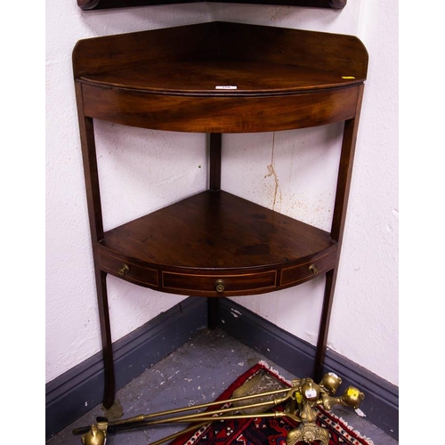 120 - ANTIQUE MAHOGANY INLAID CORNER WASH STAND. 98 CM HIGH X 42CM