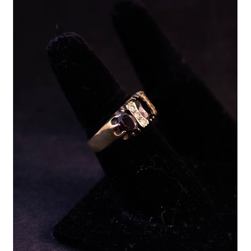 199 - 9K VINTAGE GARNET + DIAMOND RING