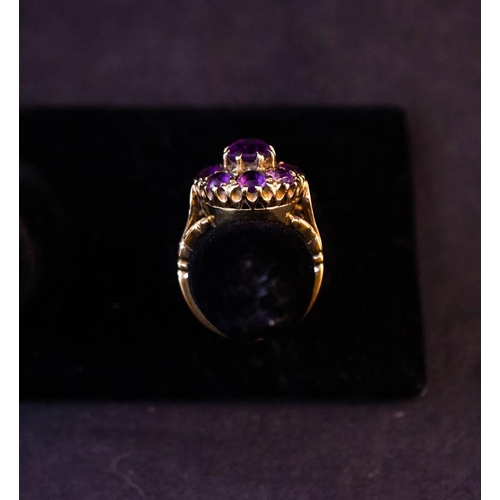 210 - 18K AMETHYST CLUSTER RING NOT STAMPED SIZE L 1/2