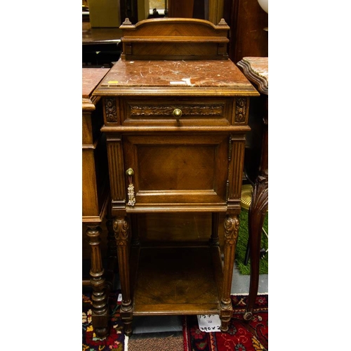 290 - FRENCH MARBLE TOP LOCKER WITH GALLERY BACK AF 42W X 42D X 101H CM