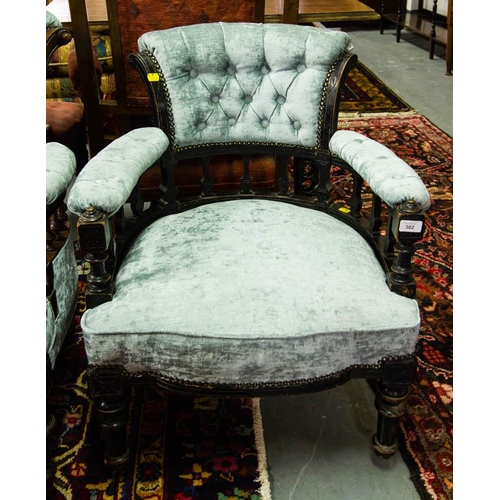 302 - EDWARDIAN BUTTON BACK CLUB CHAIR AF WW