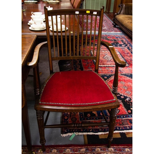 321 - PAIR OF INLAID RAIL BACK CROSSBANDED CARVER CHAIRS