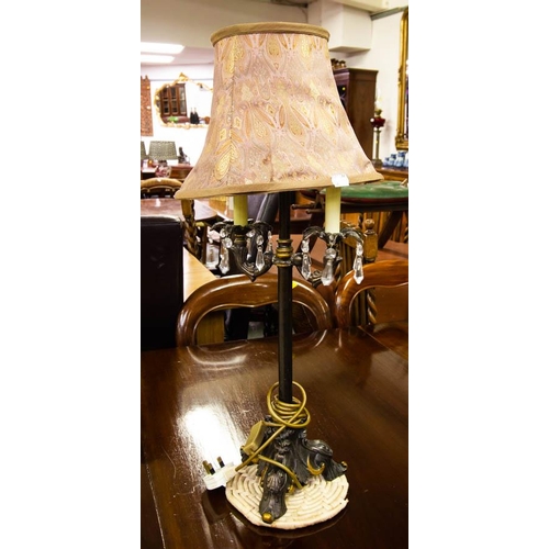 330 - PAIR OF METAL TABLE LAMPS AND SHADES