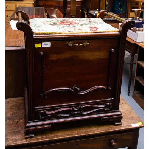 482 - ANTIQUE MAHOGANY PIANO STOOL