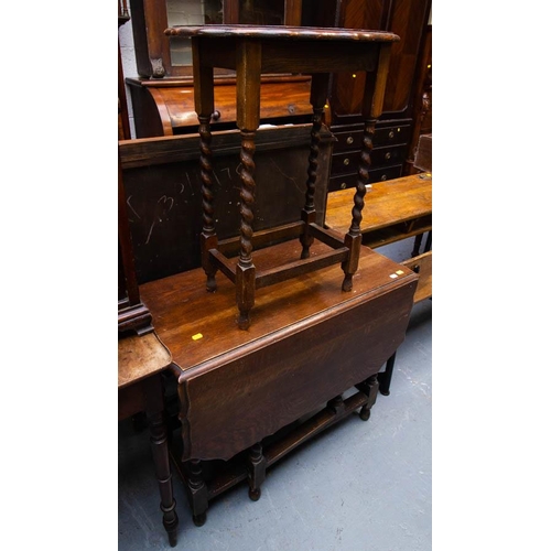 483 - OAK DROP LEAF TABLE + OVAL OCCASIONAL TABLE