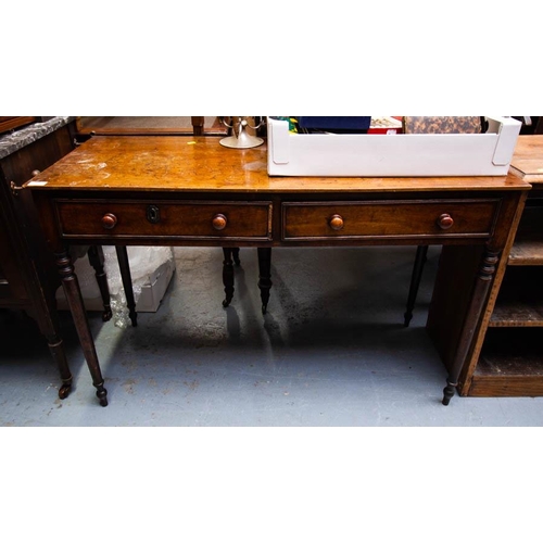 486 - 2 DRAWER MAHOGANY SIDE TABLE 118 X 48 X 77CM H