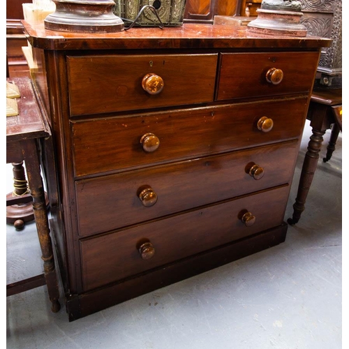 491 - VICTORIAN MAHOGANY CHEST OF DRAWERS. 107 X 50CM X 97CM HIGH