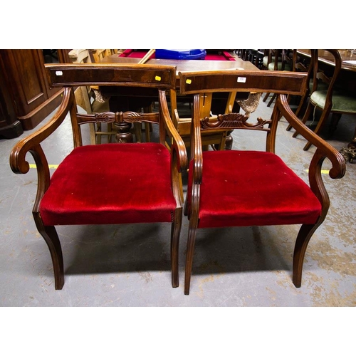 510 - 2 VICTORIAN MAHOGANY CARVER CHAIRS AF