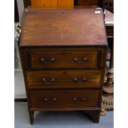 516 - NEAT INLAID MAHOGANY BUREAU. 60cm wide