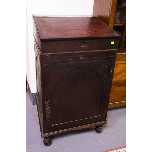 73 - ANTIQUE CLERKS DESK. 55 X 54CM X 97CM HIGH